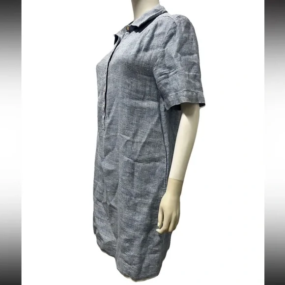 FAHERTY Linen Blue Casual Relaxed Comfy Play Day Dress Women Medium - Picture 3 of 8